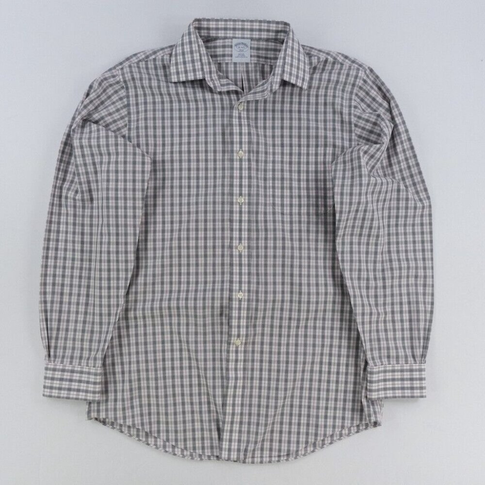 COPY - Brooks Brothers Slim Fit L/S Button White Red Gray Plaid Men Shirt 16 4/5